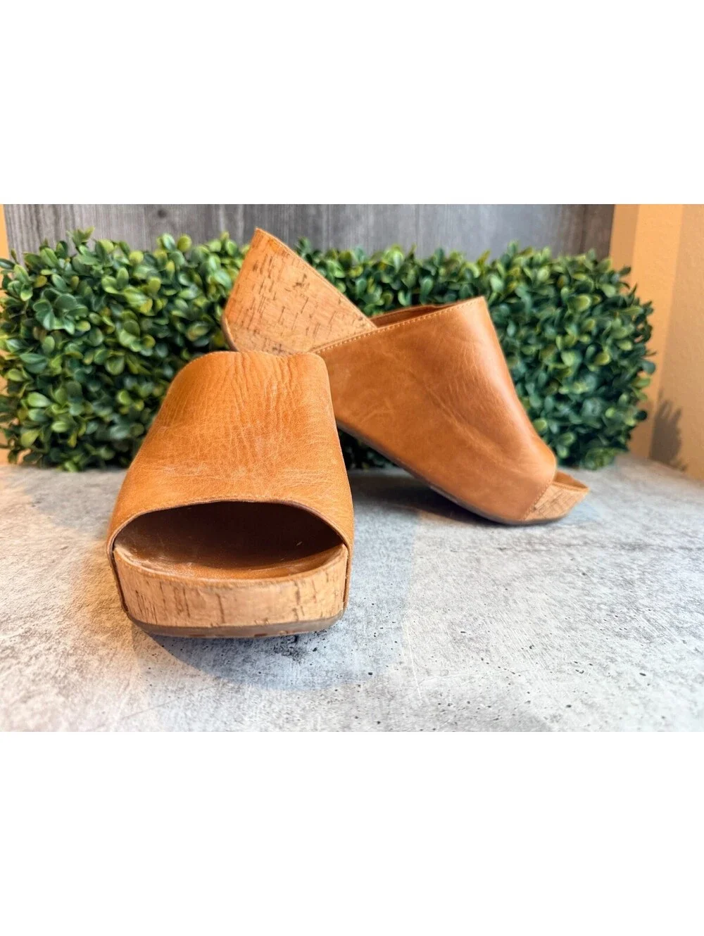 Chocolate Blu Manny Wedge Cord Platform Slides - Camel Brown - Size 8